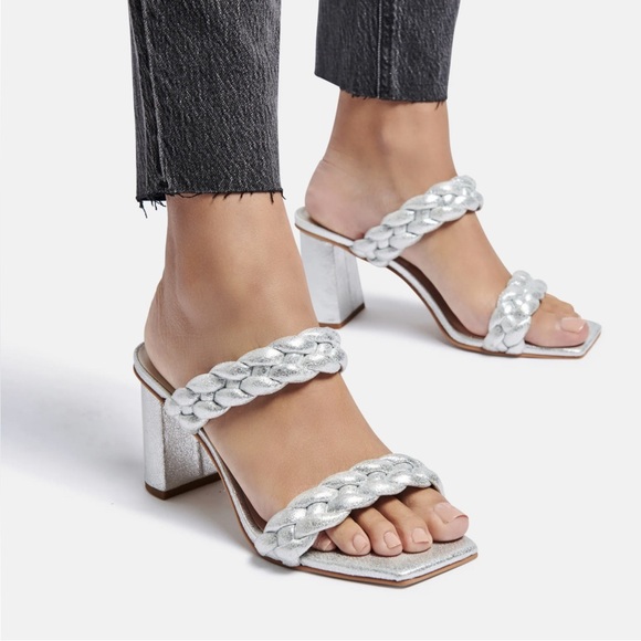 MATA Women’s braided two strap heels block sandals - Picture 11 of 13